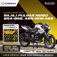 Ceramic Brake Pads For Bajaj Pulsar NS-160 BS4+BS6,ABS+NON-ABS (2017-2025) - Front - CRM479 - 1 Set