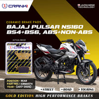 Ceramic Brake Pads For Bajaj Pulsar NS-160 BS4+BS6, ABS+NON-ABS (2017-2025) - Rear - CRM4174 - 1 Set