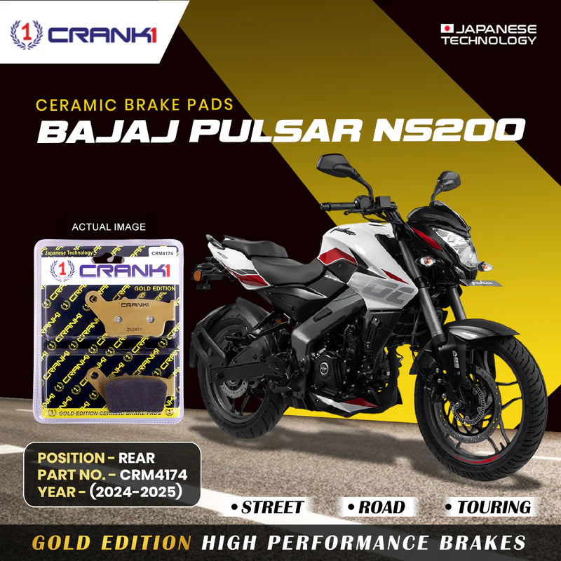 Ceramic Brake Pads For Bajaj Pulsar NS200 (2024-2025) - Rear - CRM4174 - 1 Set