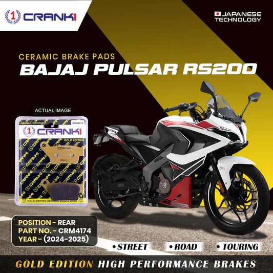 Ceramic Brake Pads For Bajaj Pulsar RS200 (2024-2025) - Rear - CRM4174 - 1 Set