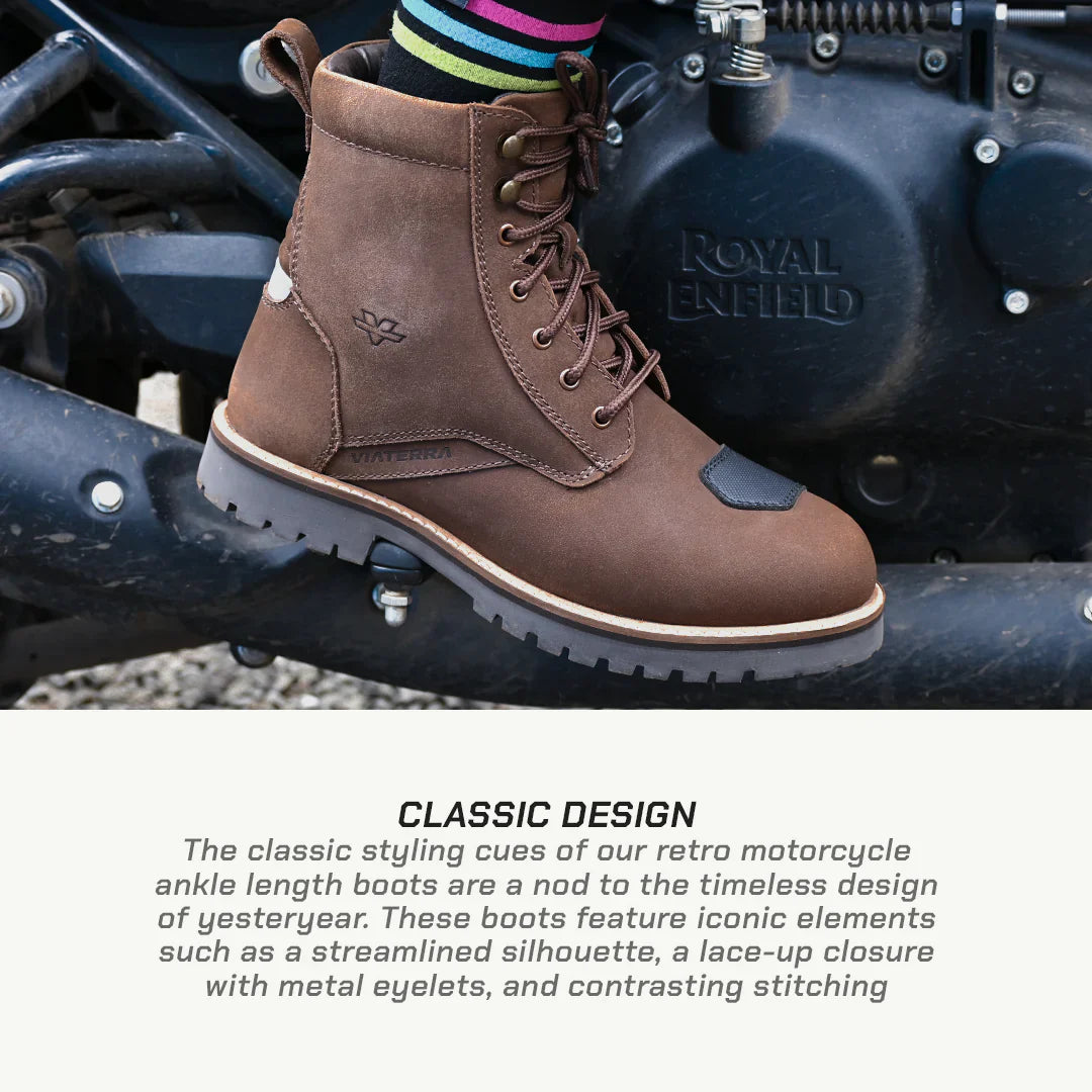 Raida BRONSON - RETRO MOTORCYCLE RIDING BOOTS FOR MEN (BROWN)