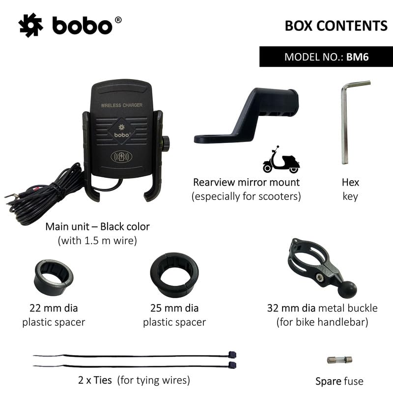 BOBO BM6 Jaw-Grip Mobile Phone Holder Mount with Fast 15W Wireless Charger