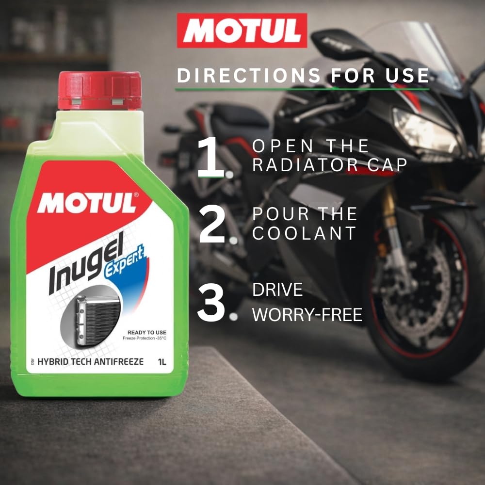 Motul Inugel Expert Hybrid Tech Antifreeze Coolant for Bikes – Ready-to-Use Radiator Fluid