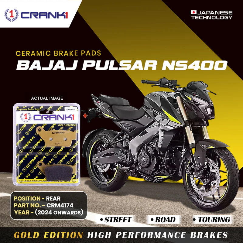 Ceramic Brake Pads For Bajaj Pulsar NS400 (2024 Onwards) - Rear - CRM4174 - 1 Set