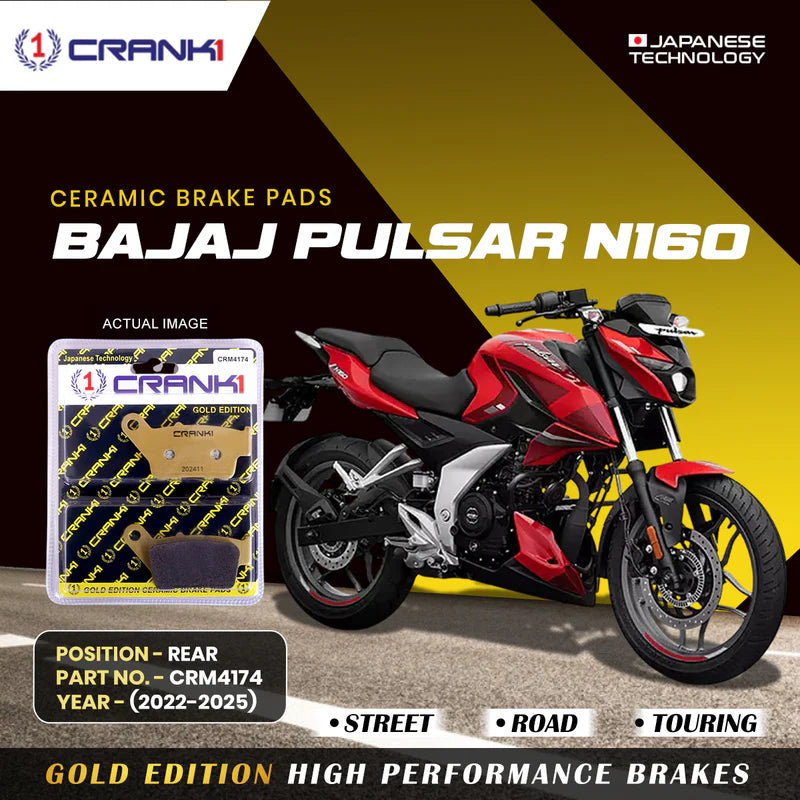 Ceramic Brake Pads For Bajaj Pulsar N160 (2022-2025) - Rear - CRM4174 - 1 Set