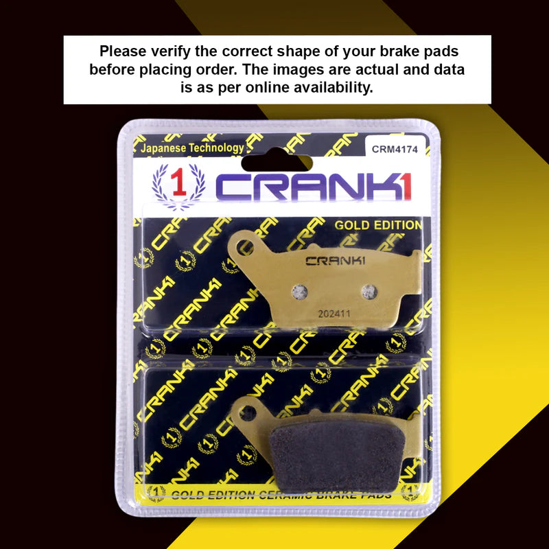 Ceramic Brake Pads For Bajaj Pulsar 150 Twin Disc, Single Channel ABS (2021-2025) - Rear - CRM4174 - 1 Set