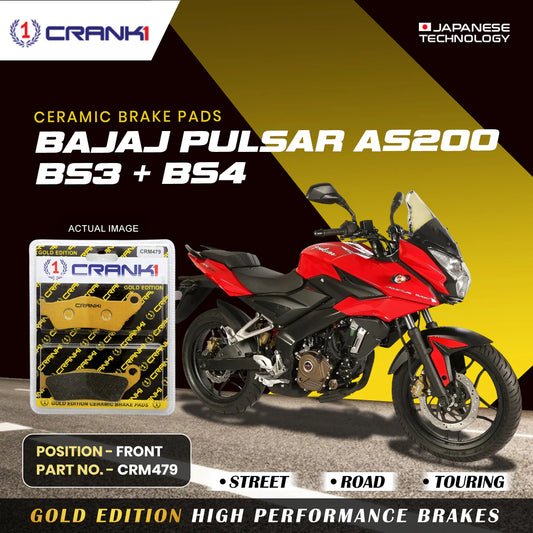 Ceramic Brake Pads For Bajaj Pulsar AS200 BS3 + BS4 - Front - CRM479 - 1 Set