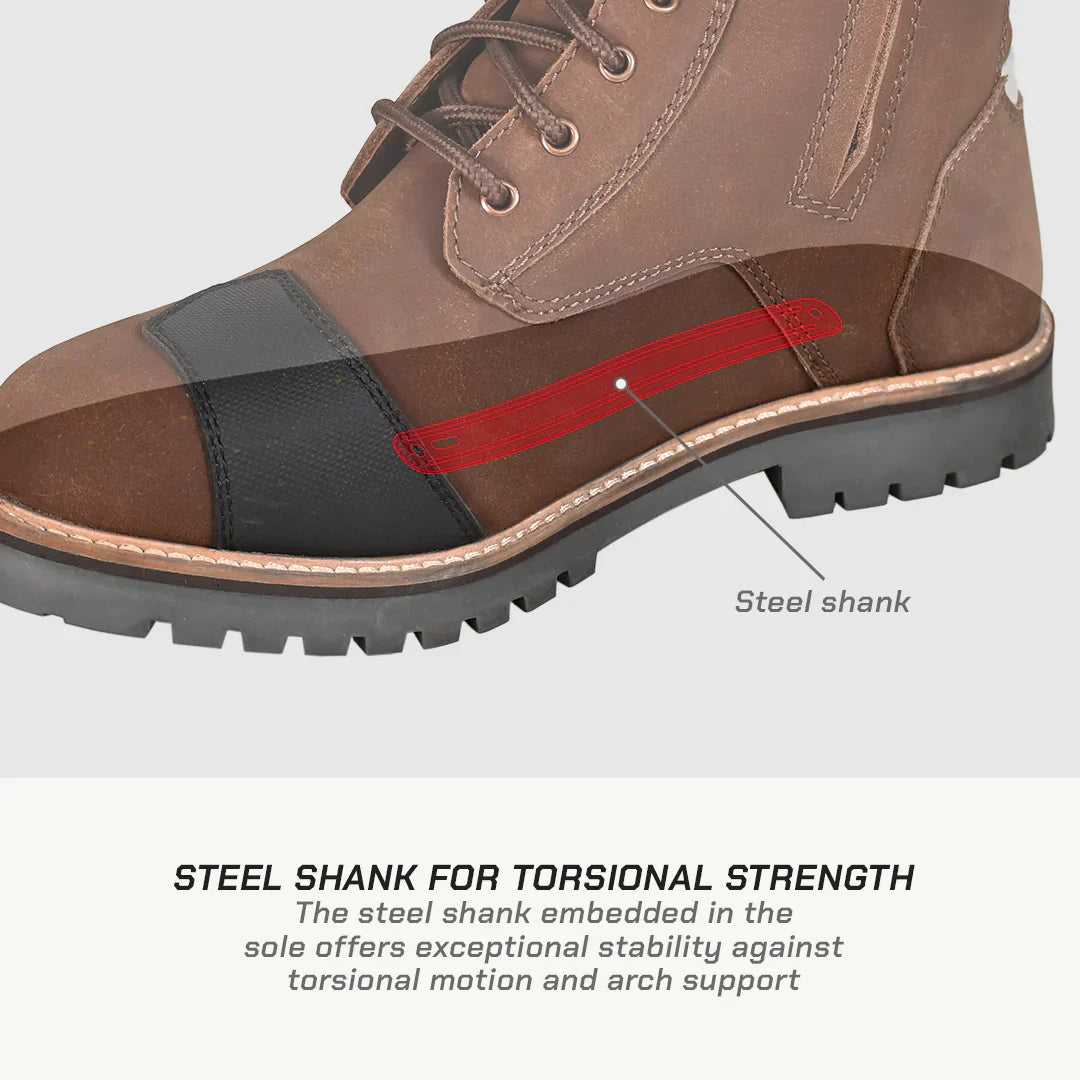 Raida BRONSON - RETRO MOTORCYCLE RIDING BOOTS FOR MEN (BROWN)