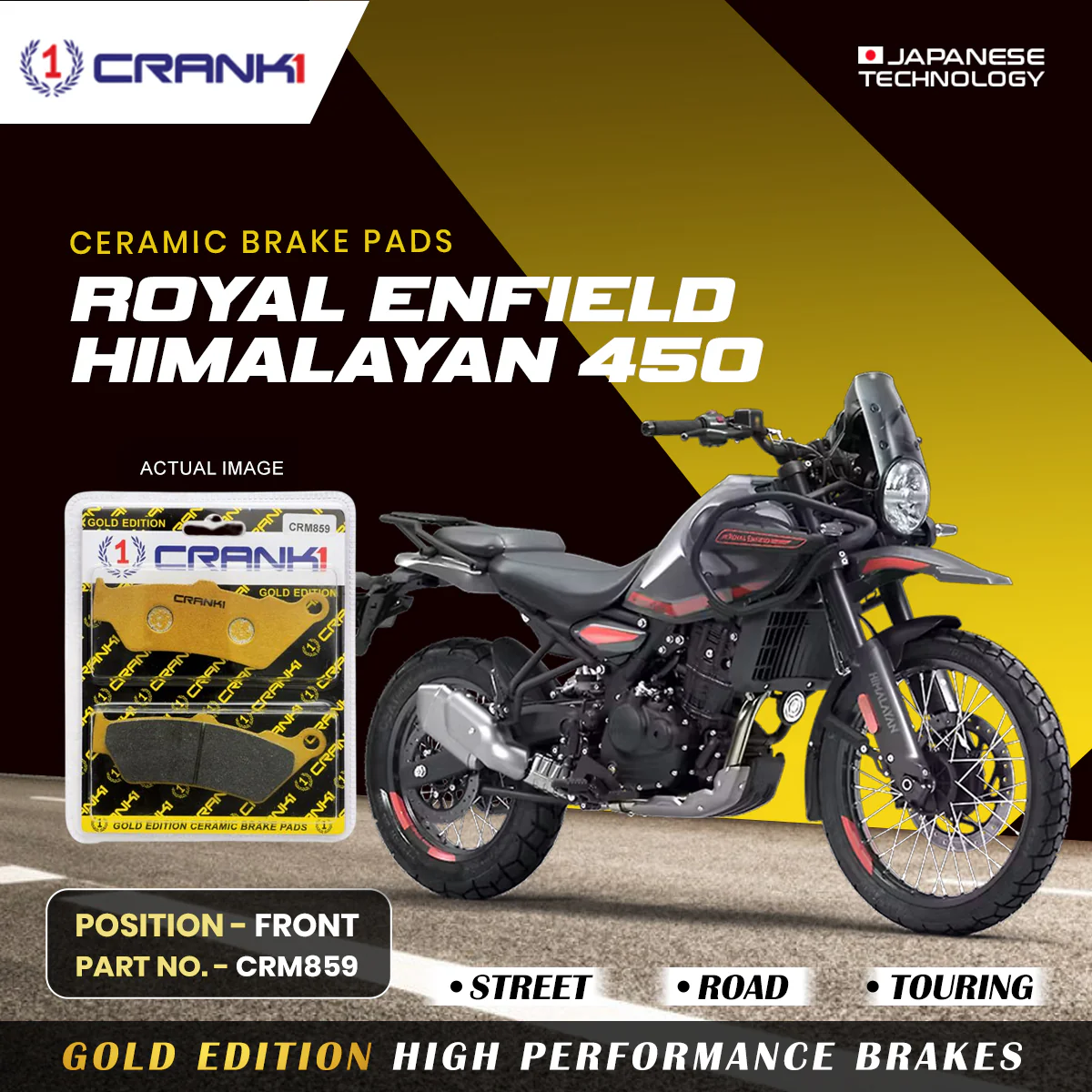 Ceramic Brake Pads For Royal Enfield Himalayan 450 - Front - CRM859 - 1 Set