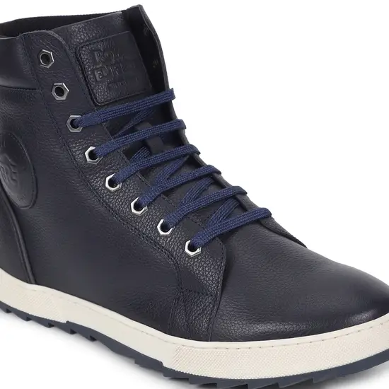 ROYAL ENFIELD CULT LEATHER BOOTS - NAVY