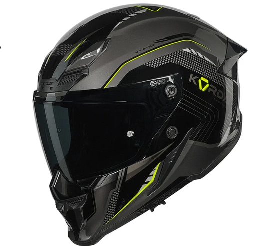Korda Icon Strike Helmet - Gloss Grey and Fluorescent Yellow