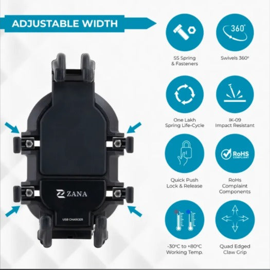 Zana- Universal Mobile Holder with USB Charger