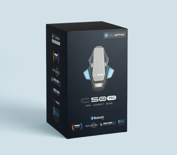 Bluarmor C50 Pro Helmet Communication Device - Intercom and Bluetooth