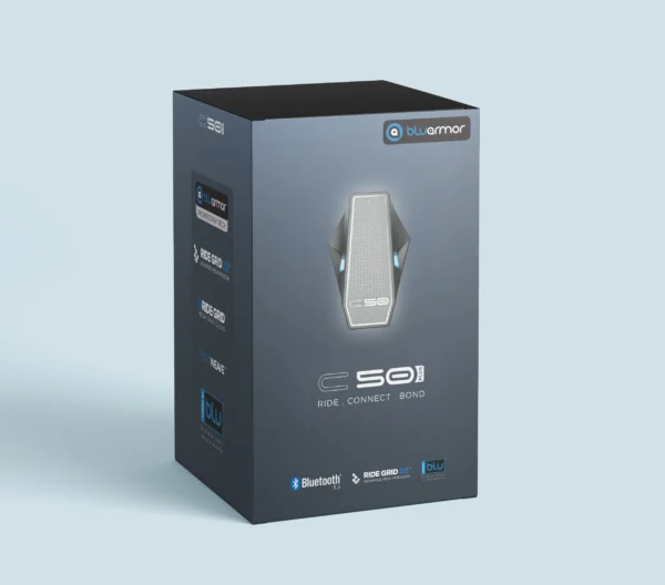 Bluarmor C50 Plus Helmet Communication Device - Intercom and Bluetooth